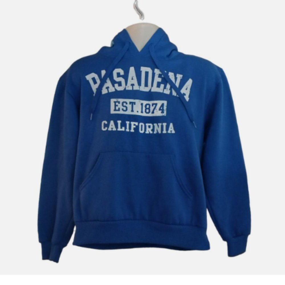 Hill Mens Size Small Sweatshirt Hoodie Pullover Pasadena California Pocket Blue